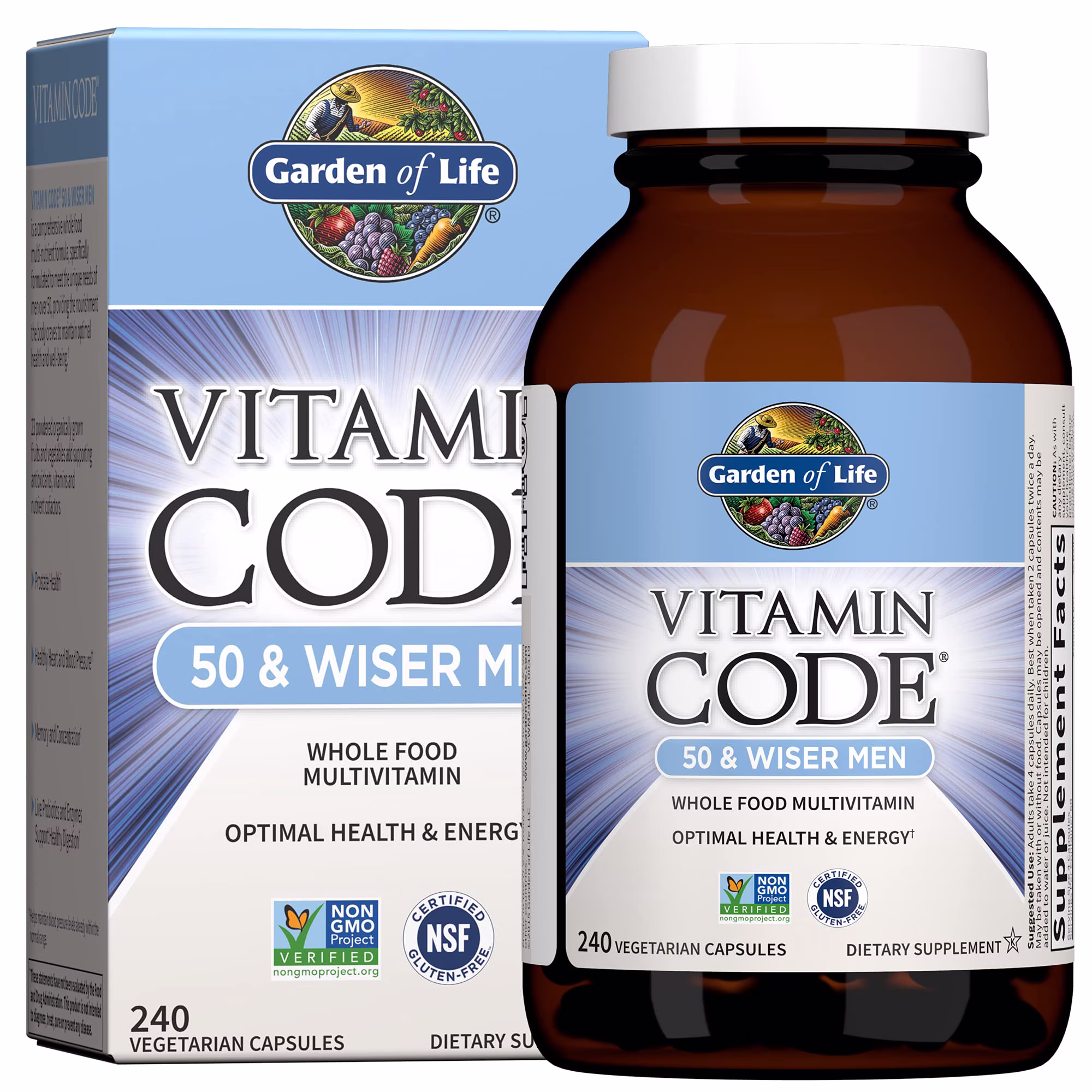 Garden of Life Vitamin Code 50 & Wiser Men, 240 Capsules