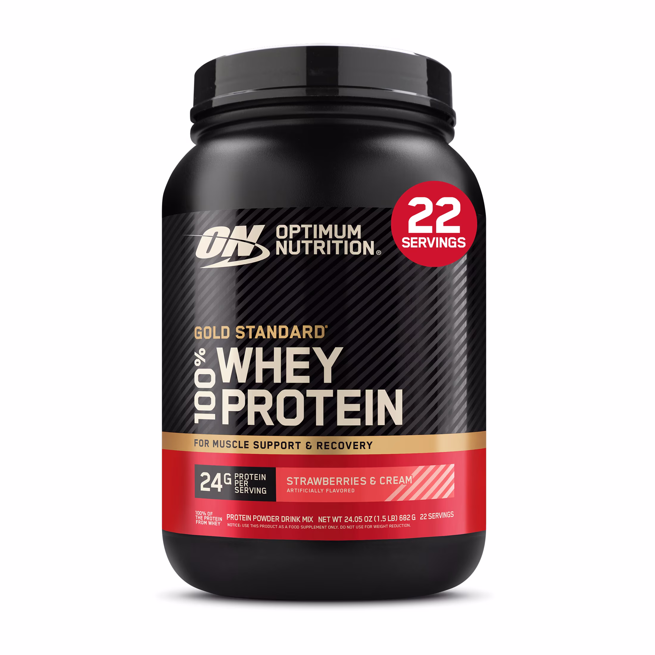 Optimum Nutrition, Gold Standard 100% Whey Protein Powder, Strawberries & Cream, 22 Servings
