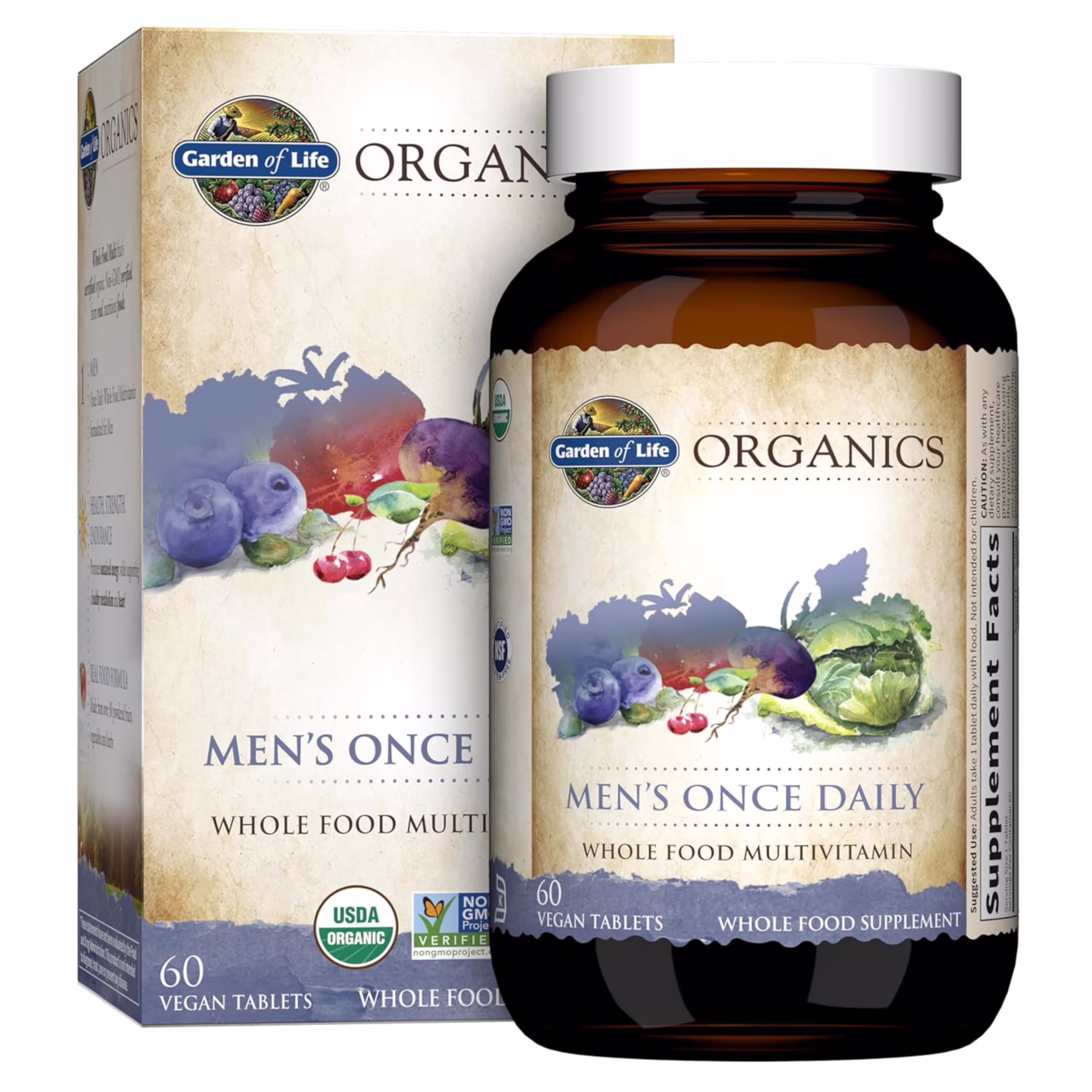 Garden of Life Organics Men's Once Daily, 60 Tablets