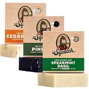 Dr. Squatch Natural Bar Soap for Men - Cold Process Soap with No Harsh Chemicals - Pine Tar, Cedar Citrus & Spearmint Basil (5 oz, 3-Pack)