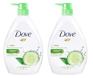 Dove Go Fresh Nourishing Body Wash, Cucumber and Green - 33.8 Fl Oz / 1L x 2 Pack