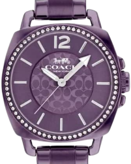 Brand New Coach Boyfriend Purple Stainless Crystal Dial Watch 14503983