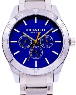 COACH American top boutique simple and stylish three-eye personality watch-blue face-14602445